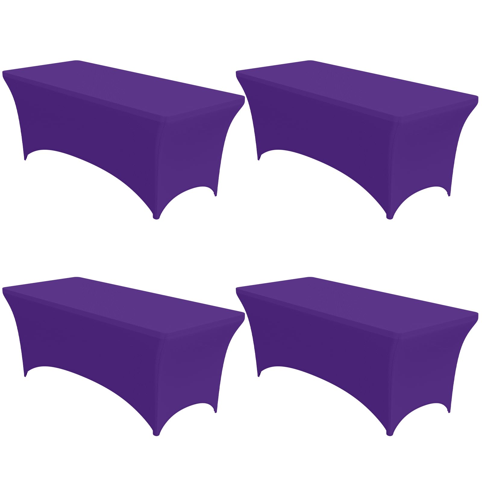Niuara 4-Pack Purple Spandex Tablecloths - 72x30x30 Stretch Fitted Table Covers for 6ft Rectangle Folding Tables, Wrinkle-Resist