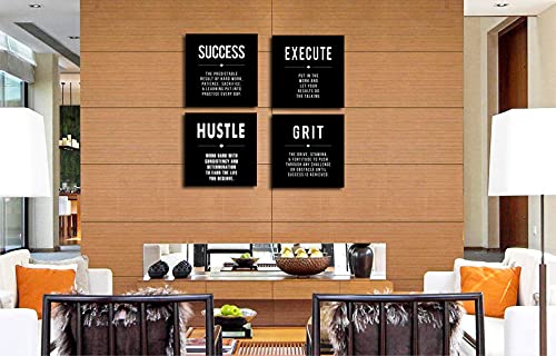 Motivational Grit Success Execute Success Quotes Canvas Wall Art -Inspirational Office Wall Art Poster Quotes - Canvas Artwork P