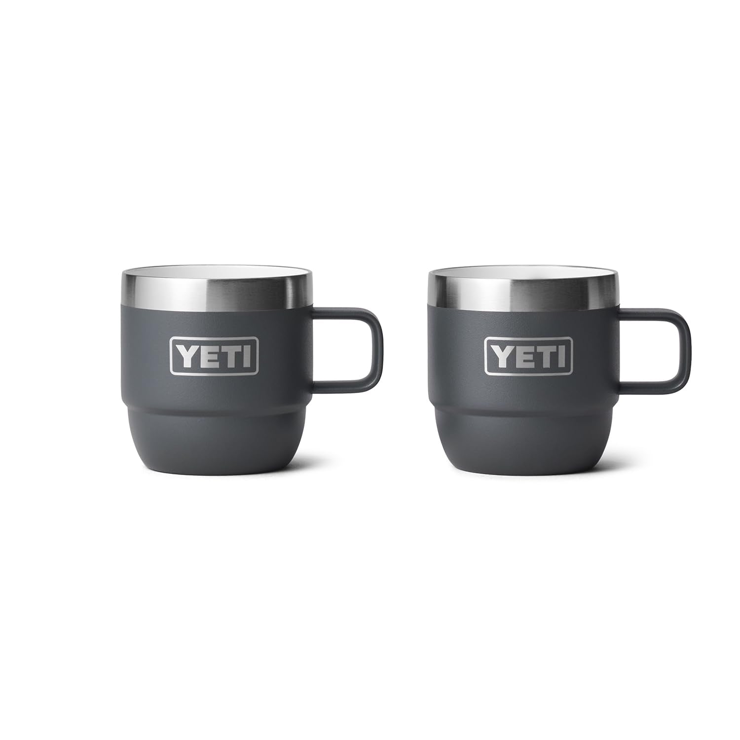YETI Rambler 6 oz Stackable Mug, Stainless Steel, Vacuum Insulated Espresso/Coffee Mug, 2 Pack, Charcoal