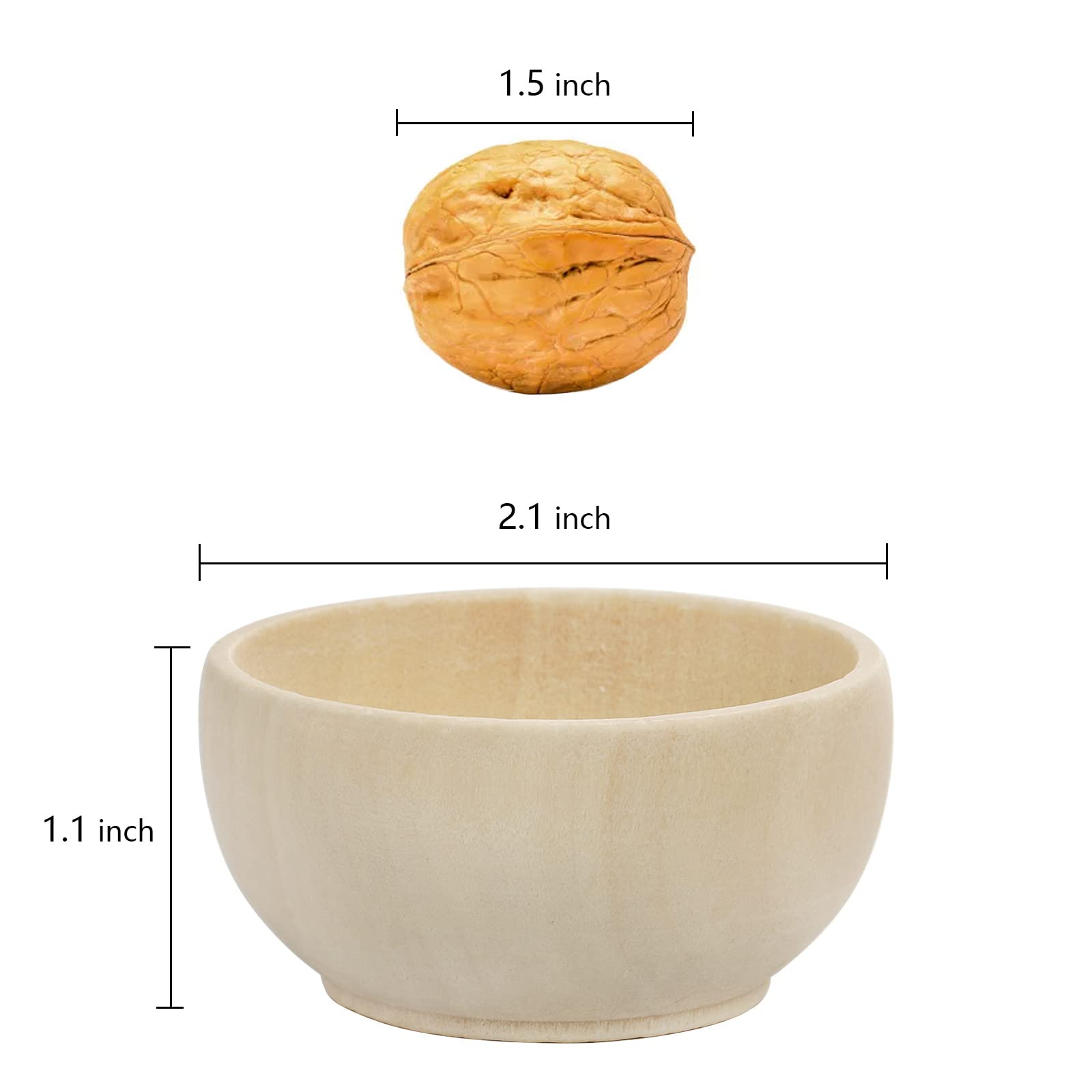 Zenfun 20 Pack Wooden Pinch Bowls, Mini Unfinished Bowls Set For Dipping Sauce, Condiment Bowls, Condiment Cups, Nuts, Candy, Fr