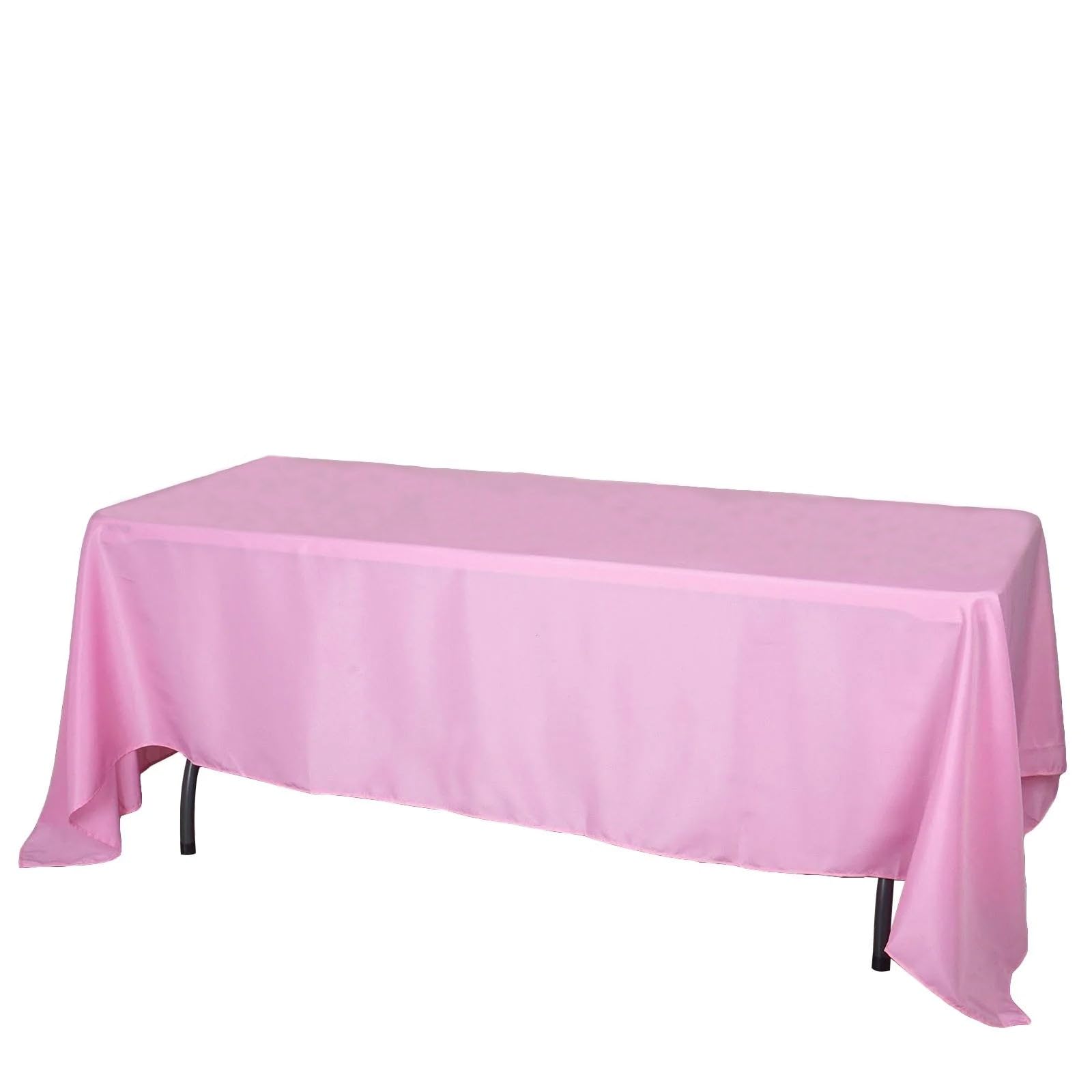 Balsacircle 72X120-Inch Pink Rectangle Polyester Tablecloth Table Cover Linens For Wedding Party Events Kitchen Dining