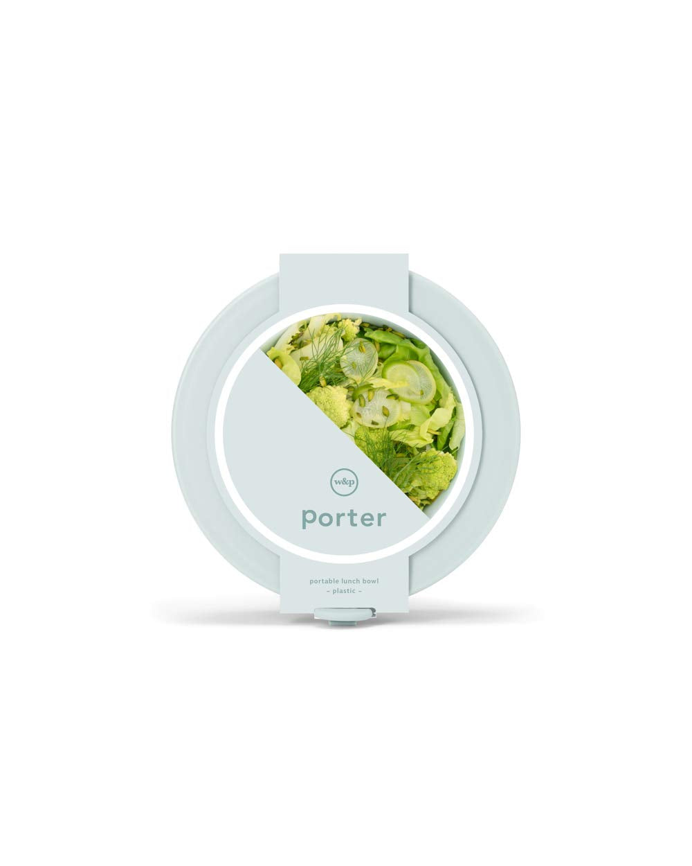 W&P Porter Plastic Bowl Lunch Container W/ Protective Non-Slip Exterior, Mint 1 Liter | Lid & Snap-Tight Silicone Strap | Food S