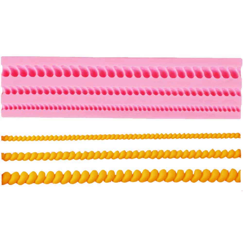 3-Pack Silicone Cake Border Mold Pearl Fonfant Mould Rope Bead Lace Border Mold Chain Mold For Sugar Craft Cupcake Toppers Weddi