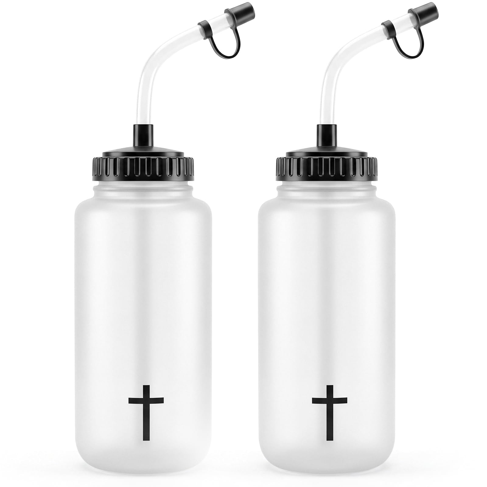Blueweenly 1L Hockey Water Bottle Long Straw Football Water Bottle, 2 Pack