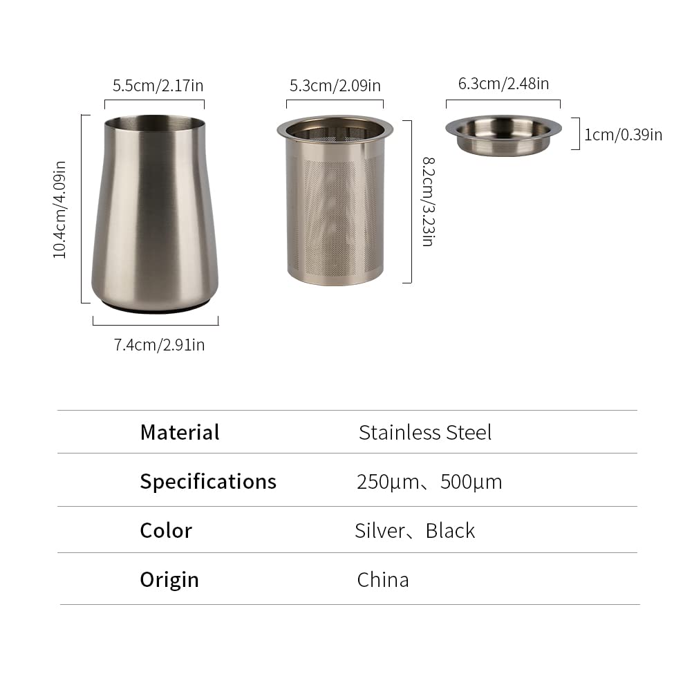 Watchget Coffee Sifter - Fine Mesh 250M Stainless Steel Coffee Powder Sieve - Non-Slip Base, Silver