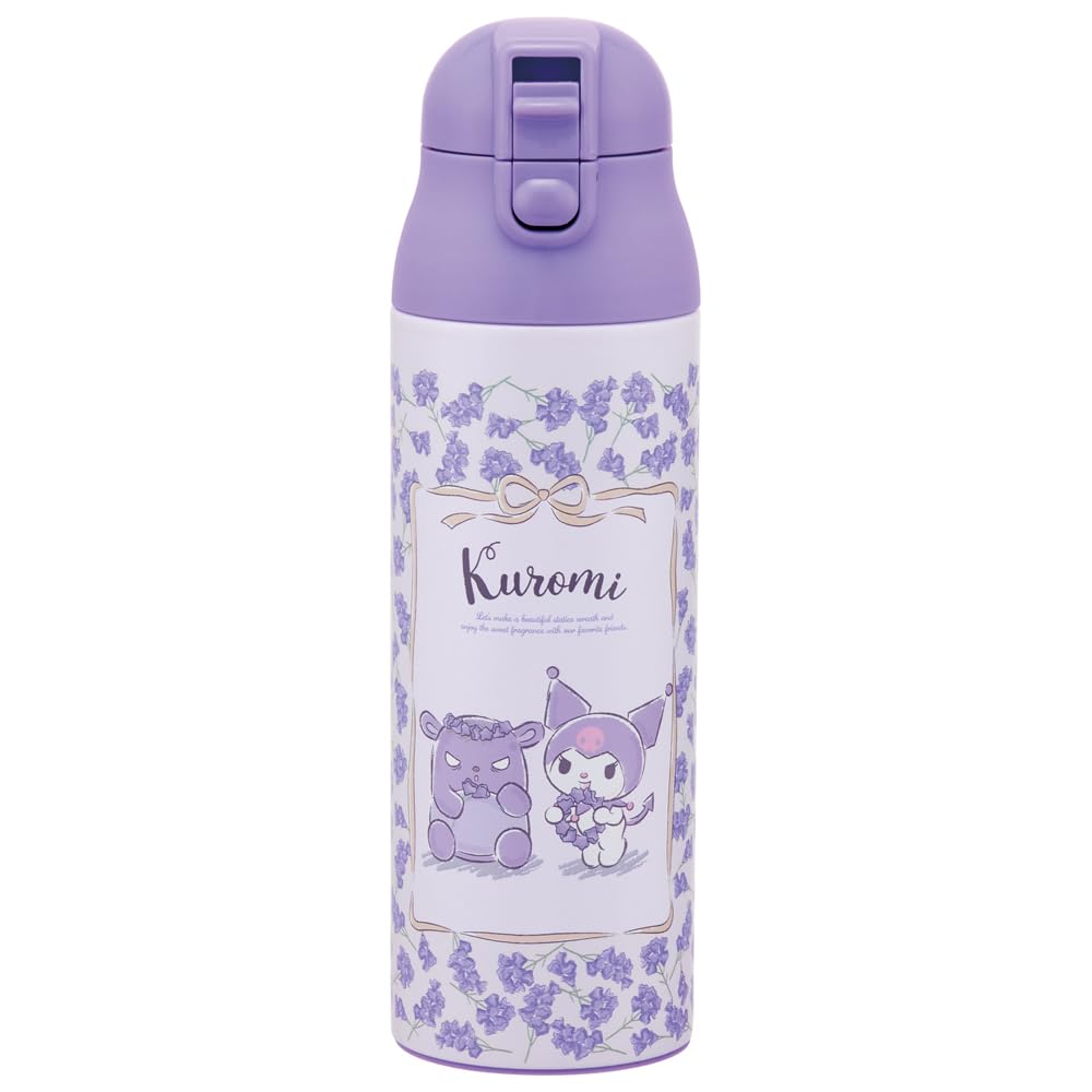 Skater SDPC5A Sanrio Mug Bottle, 16.9 fl oz (500 ml), Thermal, Cold Insulation, Stainless Steel Water Bottle, Chromi, Flower Wr