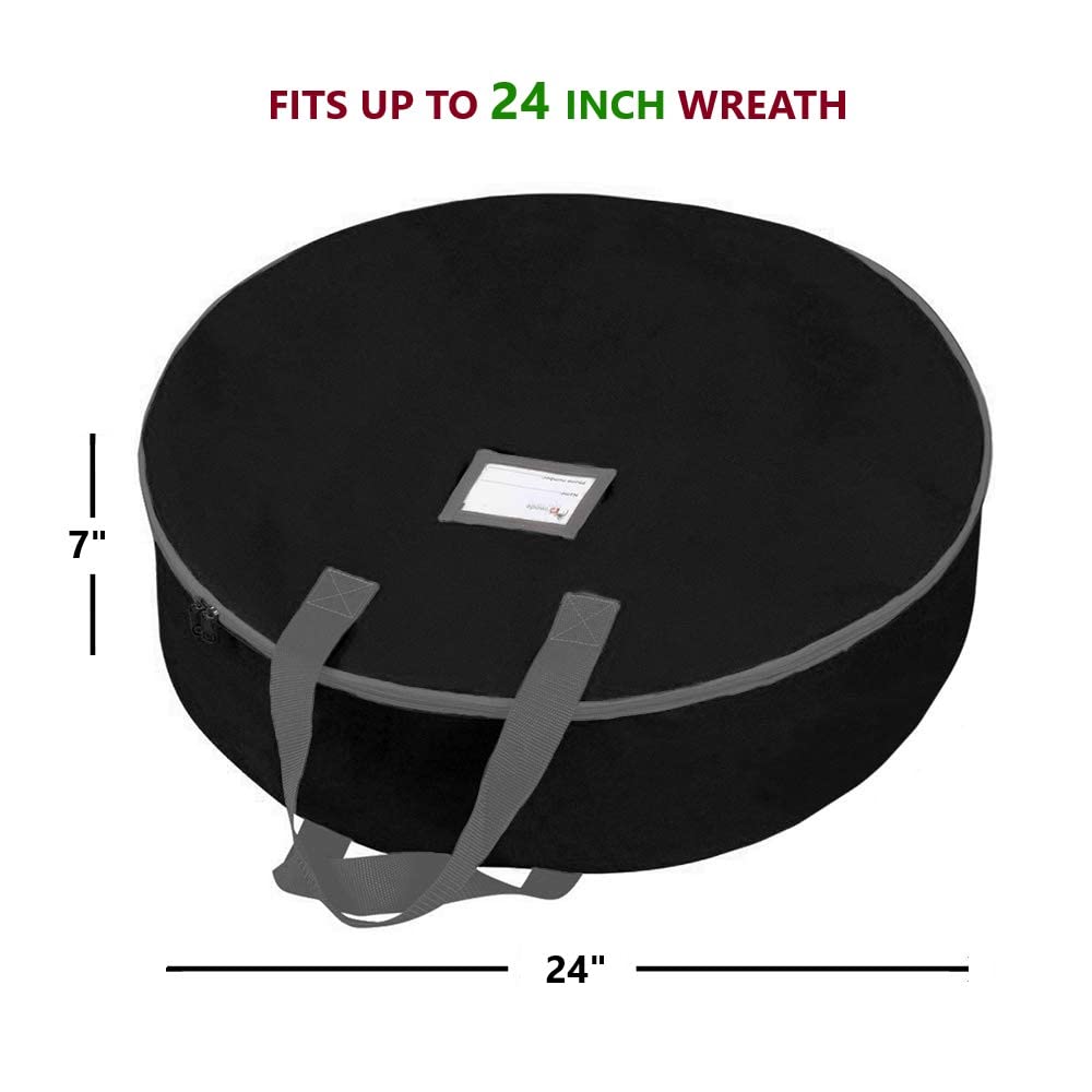 Primode Christmas Wreath Storage Bag 24''- Garland Wreaths Container With Handles - Durable 600D Oxford Polyester Material Holid