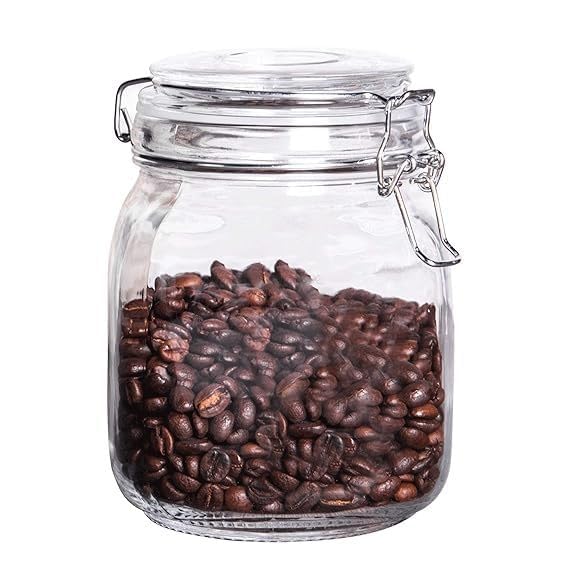 Chhabila Home & Kitchen Glass Storage Container, 1000Ml, Square, Airtight Swing Lid, Leakproof, For Cereal, Sugar, Pasta, Pickle