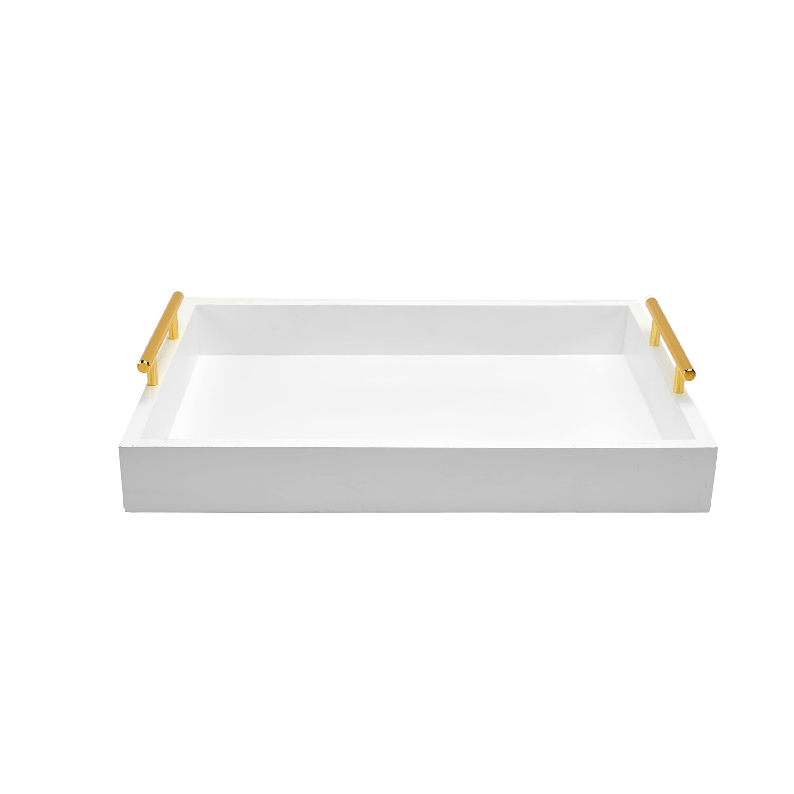 16''X12'' Serving Trays With Handles, White Decorative Serving Tray, Ottoman Trays, Living Room, Bathroom, And Outdoors Decorati