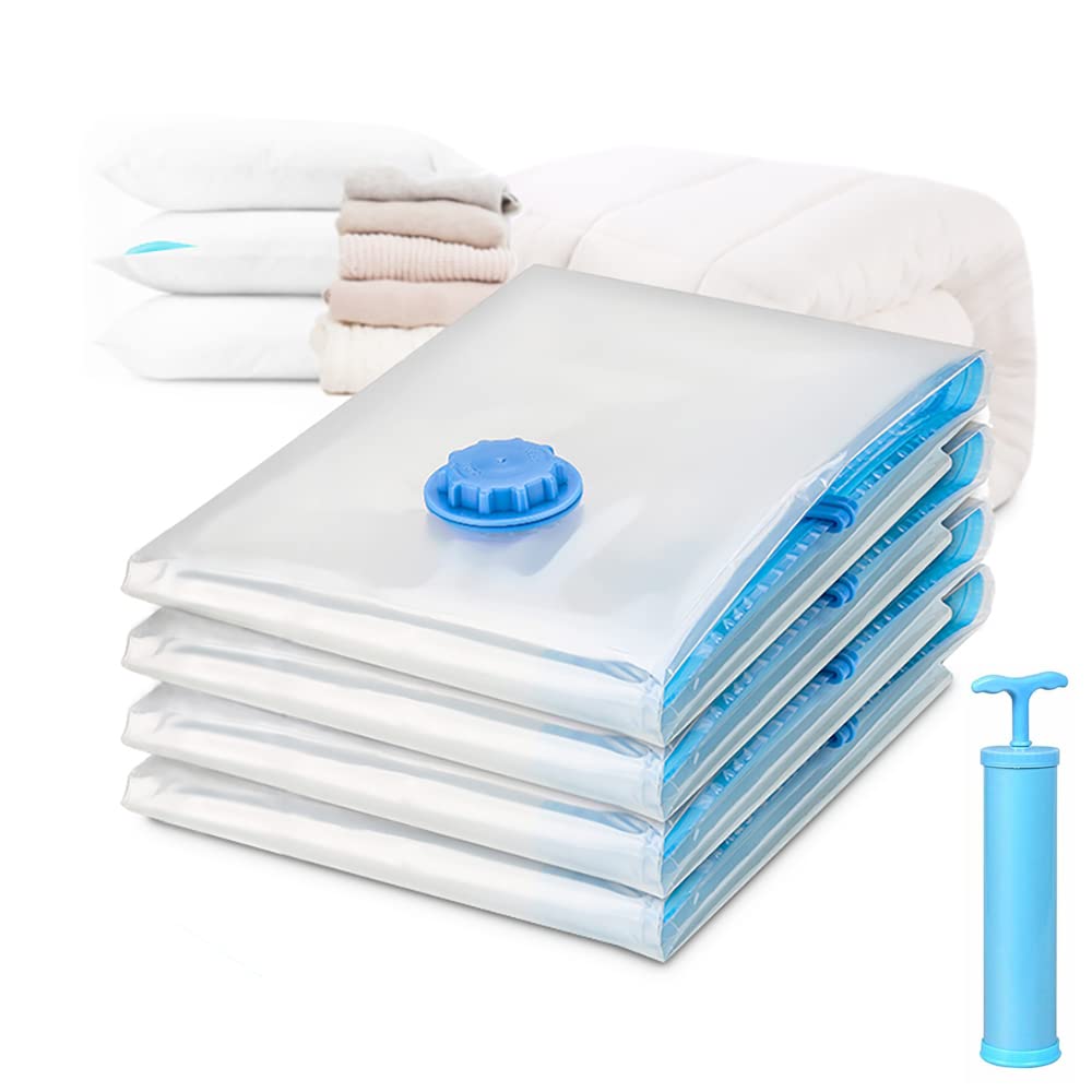 Skyzone Vacuum Storage Bag Airtight Transparent Vacuum Compression Storage Bags For Home Travel Blankets Coats Clothes (4 Pcs Va