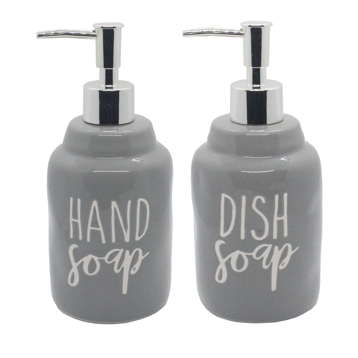 2 Pack Ceramics Hand Soap And Dish Soap Dispenser Set For Kitchen And Bathroom, Refillable Liquid Hand Soap Dispenser, Premium K