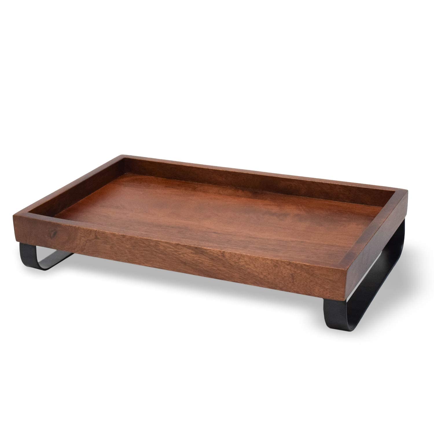 Brick Brown  Premium Handcrafted Serving Wooden Tray For Serving |Tea Tray For Serving Platter | Tray For Dining Table With Blac