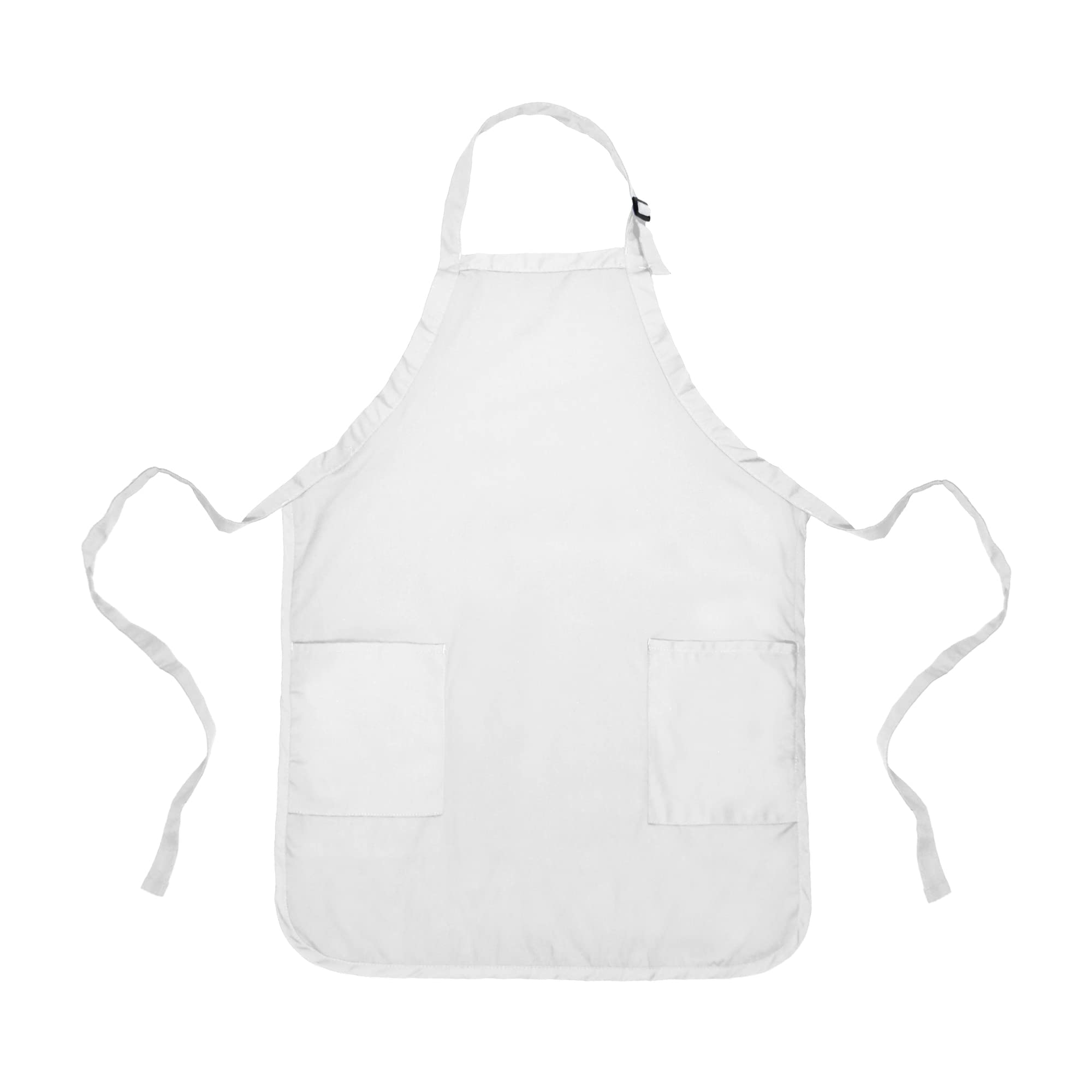 Apron Commercial Restaurant Home Bib Spun Poly Cotton Kitchen Aprons 2 Pockets In White
