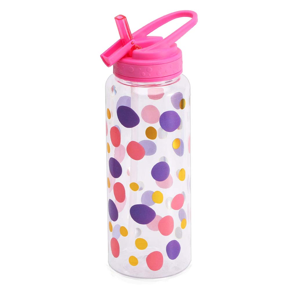 Cute Water Bottle With Straw For Girls Women, Bpa Free Tritan &Leak Proof & Carry Handle & Pretty Design, 32Oz/950Ml (Dot)