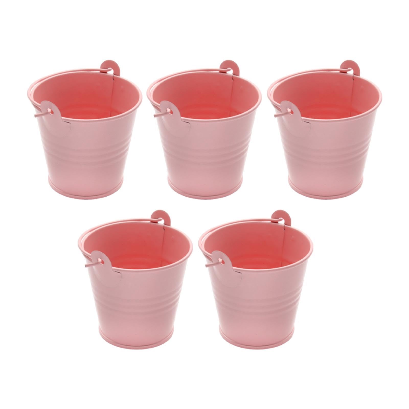 Enakshi 5X Galvanized Metal Buckets Container Rustic Party Favors Sturdy Ice Buckets Pink|Gardening Supplies | Plant Care, Soil 