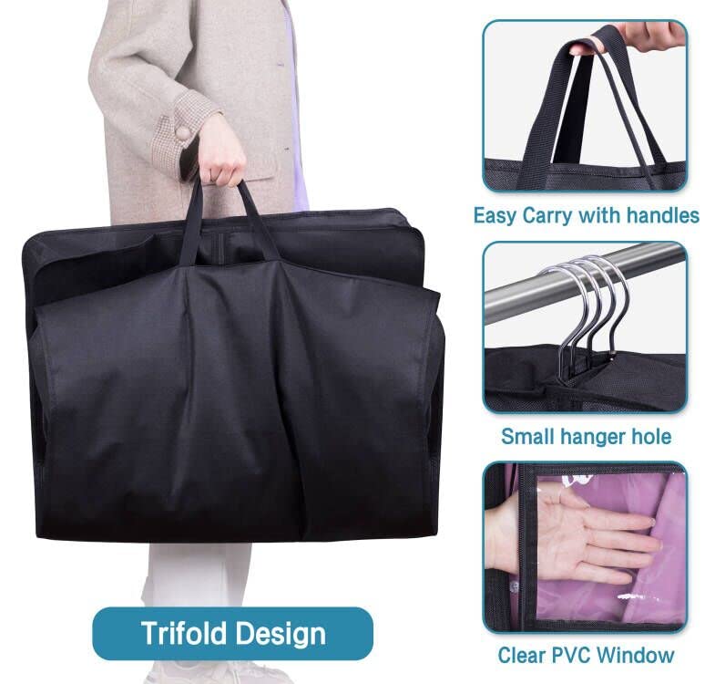 KIMBORA 60'' Dress Garment Bags for Hanging Clothes Travel  Gusseted Garment Bags for Closet Storage with Handles for Long Gowns  Coats(3 Packs)
