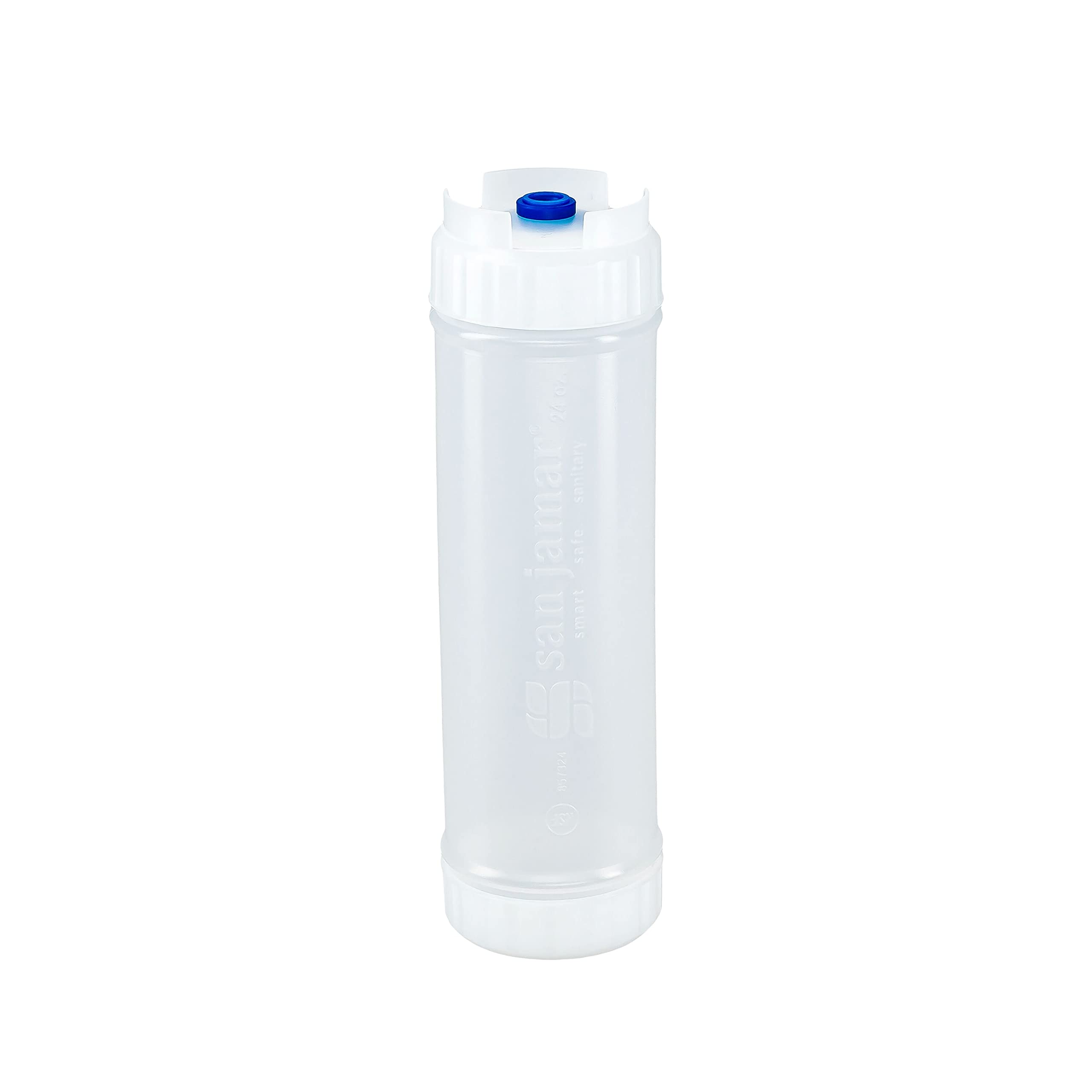San Jamar Ez Kleen Plastic Sauce Bottle With Medium Valve For Thick Sauces And Relish, 24 Ounces, White, (Pack Of 6)