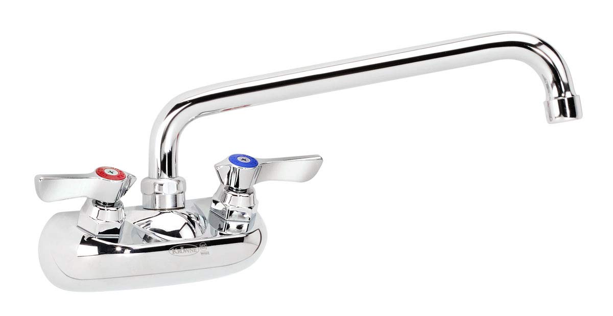 Krowne Wall Mount Kitchen Faucet - Utility Sink 4    Center Mount, 10'' Swing Spout,     Npt Male Inlet, 2 Gpm Flow Rate, Cerami