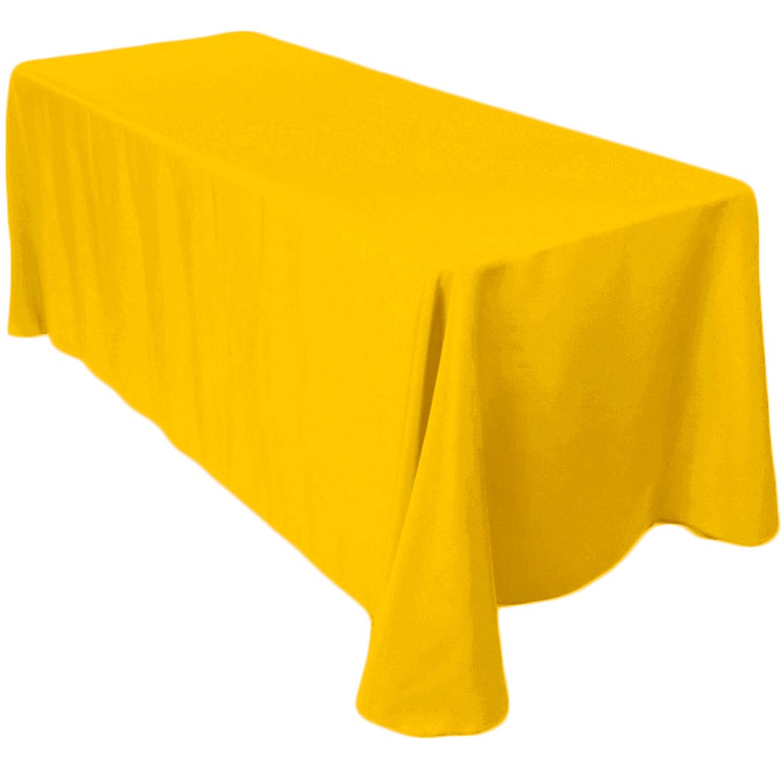 Linentablecloth 90 X 156-Inch Rectangular Polyester Tablecloth With Rounded Corners, Gold
