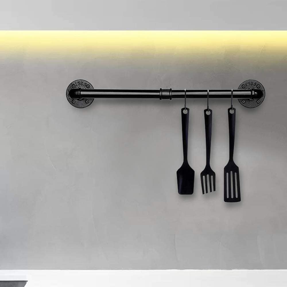 Jeasor Industrial Pipe Towel Rack Towel Bar, Heavy Duty Wall Mounted Rustic Farmhouse Bath Towel Holder For Bathroom (Black, 18