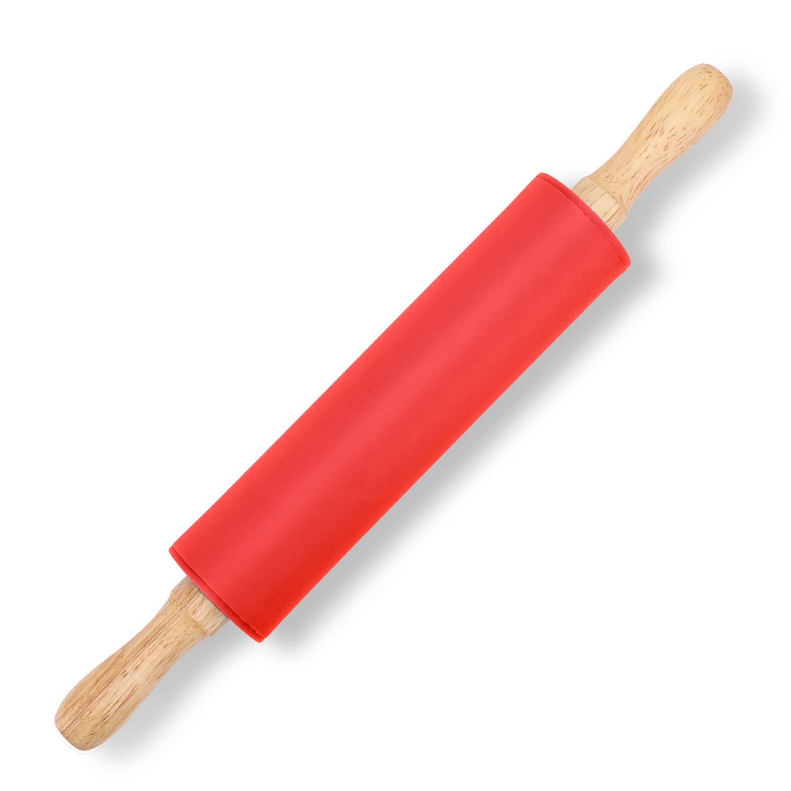 Honglida 12 Inch Silicone Rolling Pin For Kids Non-Stick Surface Wooden Handle