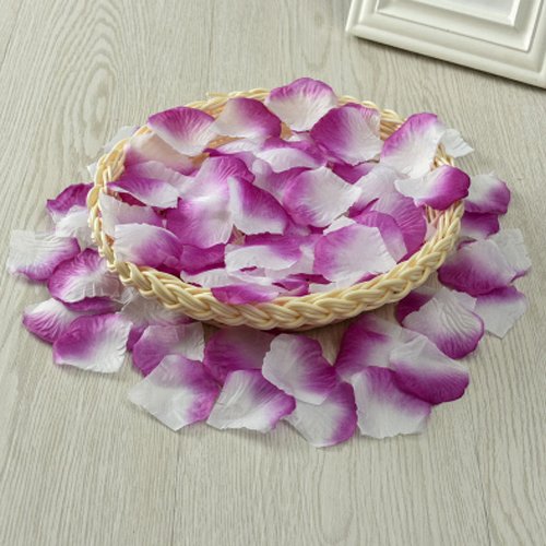 Neo LOONS 1000 Pcs Artificial Silk Rose Petals Decoration Wedding Party Color Purple & White