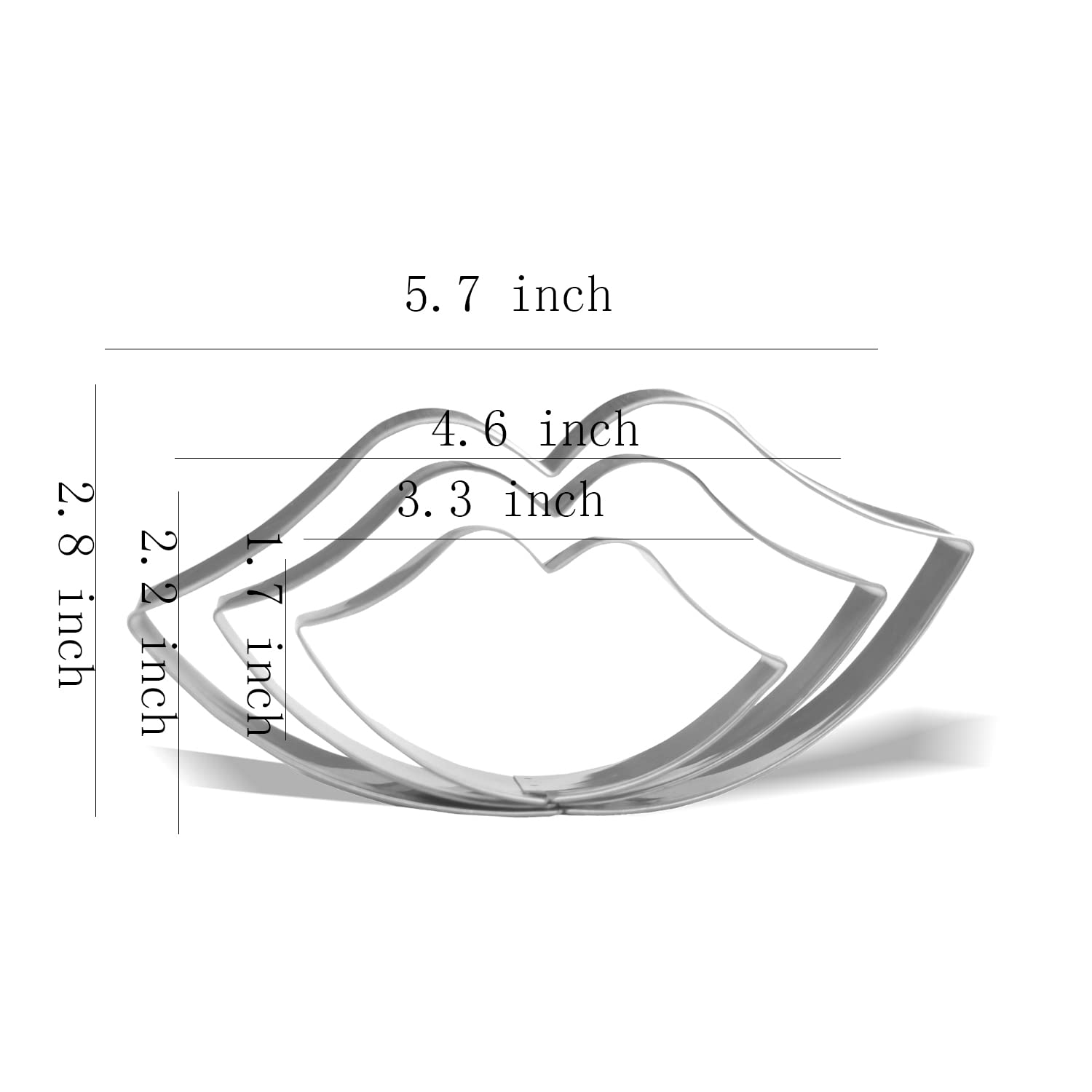 Keewah Lips Kiss Cookie Cutter Set - 5.7   ,4.6   ,3.3    - 3 Piece - Stainless Steel