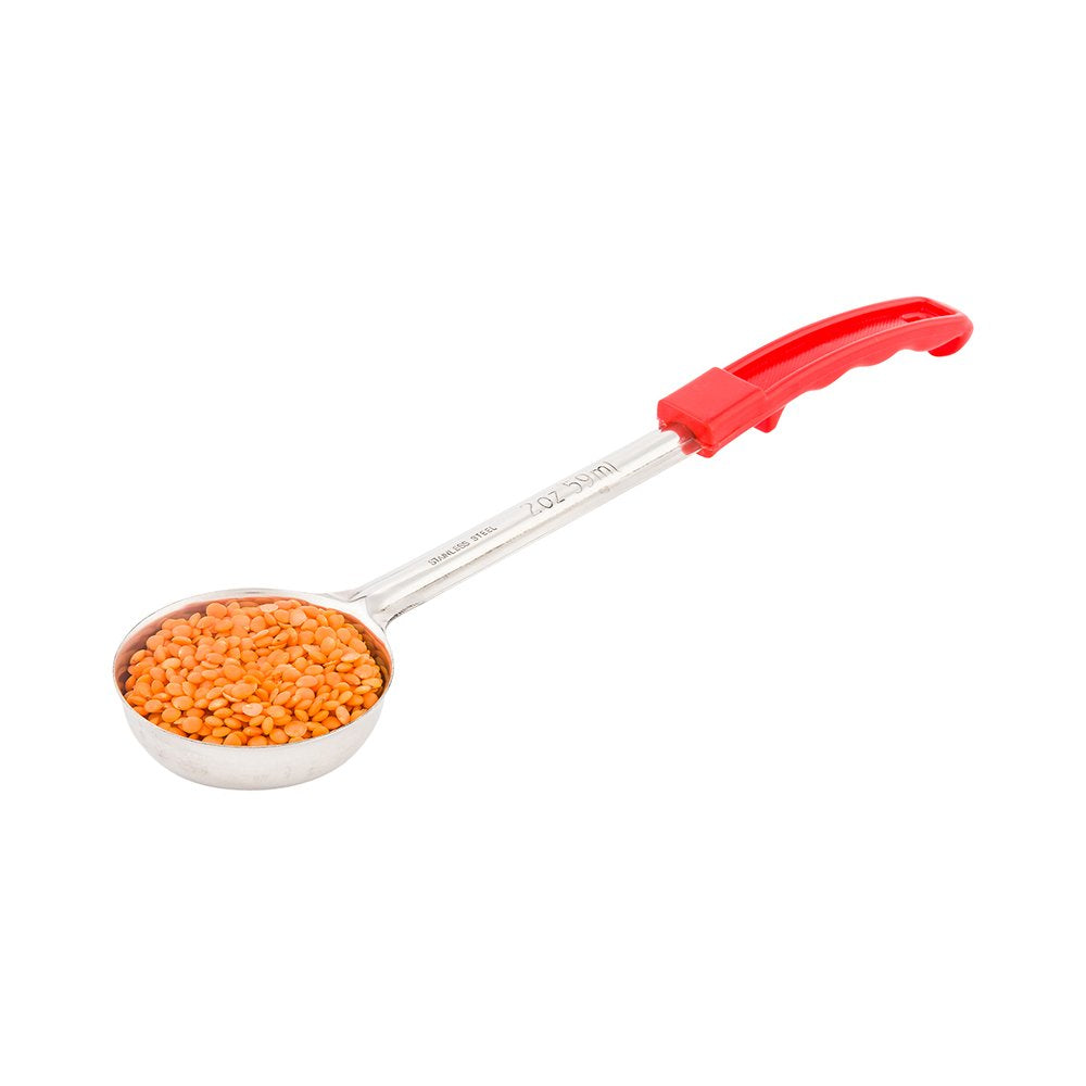 Restaurantware Met Lux 2 Ounce Portion Ladle 1 With Red Handle Portion Serving Spoon - Does Not Corrode Dishwashable Stainless S