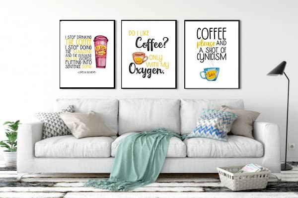 Coffee Oxygen - Tv Show Themed Character Wall Art Decor Room Prints Typography Sign Gift Set Pictures