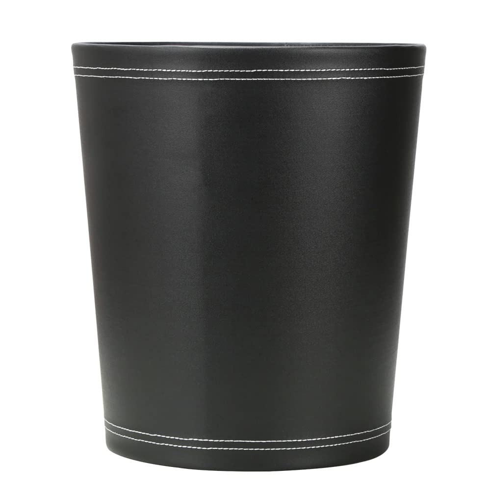 Kingfom Classic Pu Leather Trash Can Wastebasket, Small Garbage Container Can For Bathrooms, Powder Rooms, Kitchens, Home, Offic