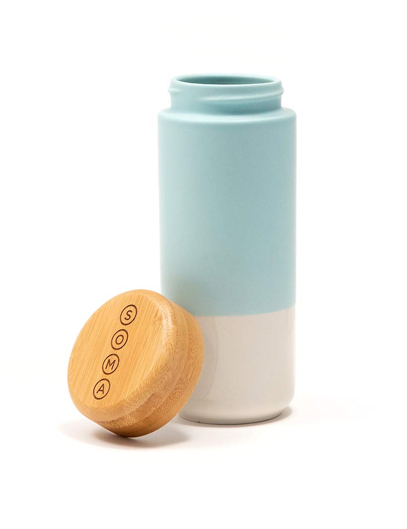 Soma Insulated Ceramic Mug With Bamboo Lid, Mint, 12Oz