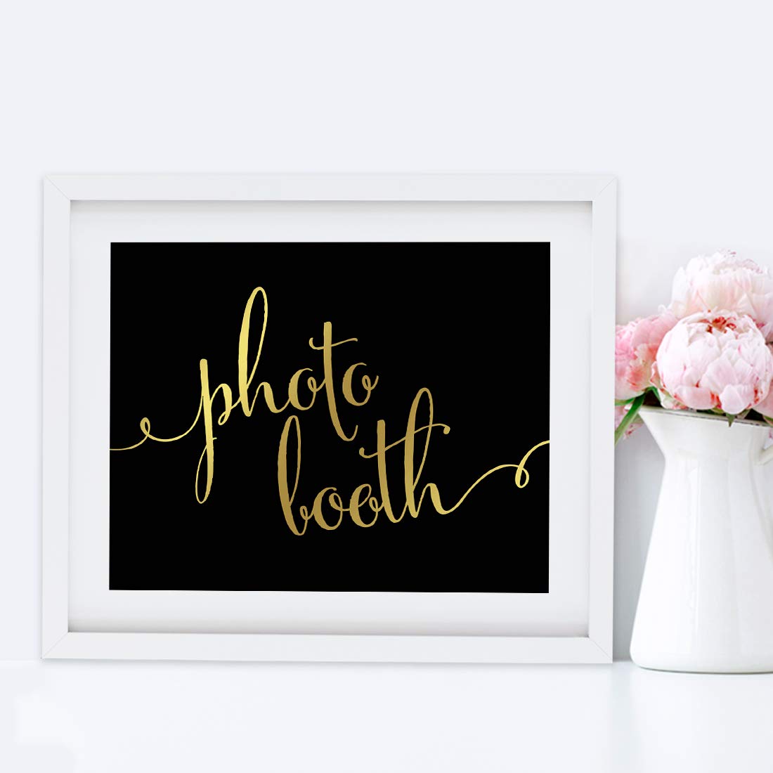 Andaz Press Wedding Party Signs, Black And Metallic Gold Ink, 8.5X11-Inch, Photo Booth Sign, 1-, Unframed