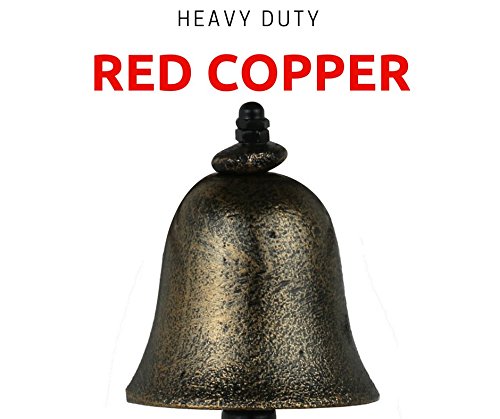 Upstreet Dinner Bell for Outside or Inside Made of Red Copper Hanging Bell, Cast Iron Outdoor Bell to Wall Mounted Surfaces for