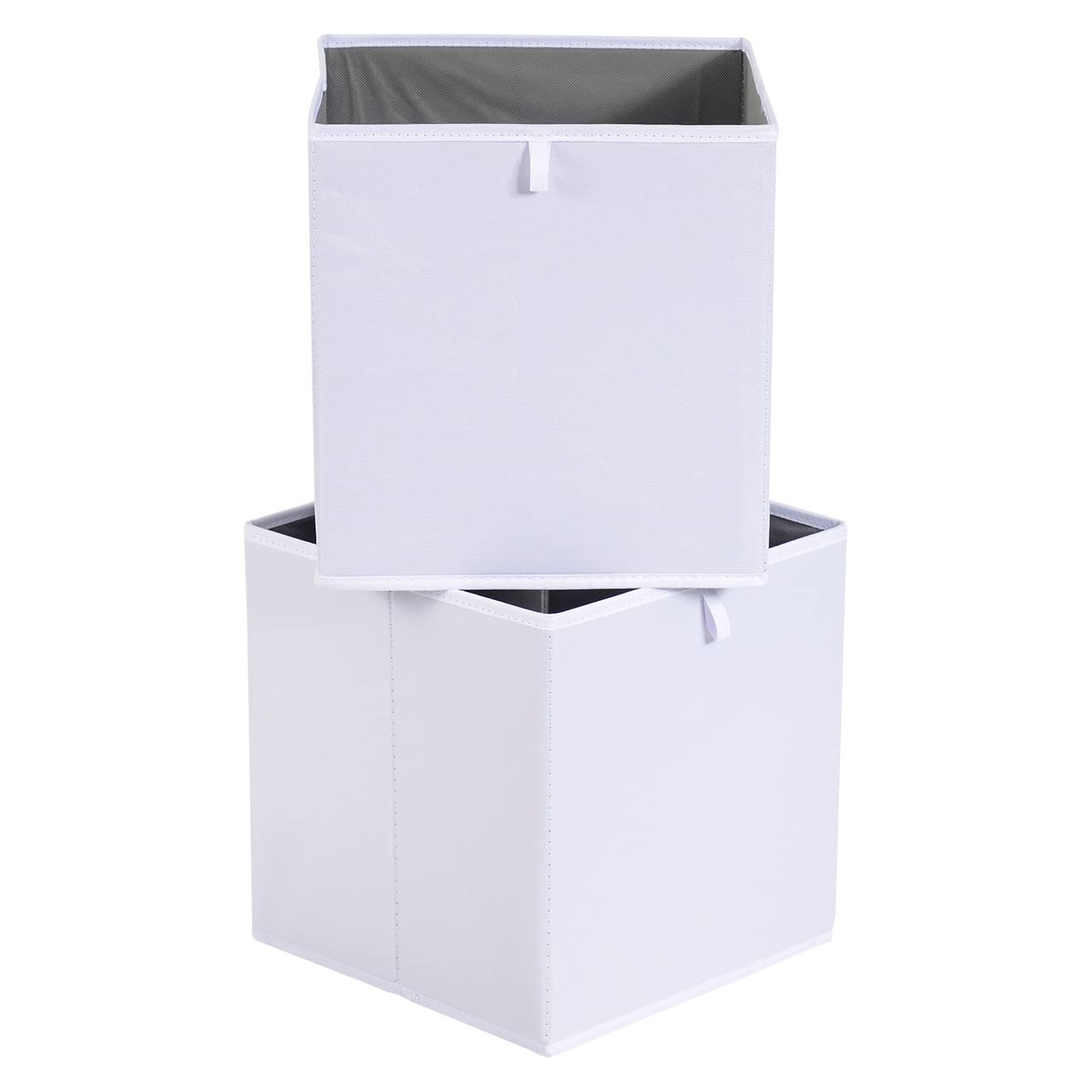 Amazon Basics Cube Organizer Bins, Collapsible Storage Baskets For Shelves, White, Pack Of 6, 10.5X10.5X11''