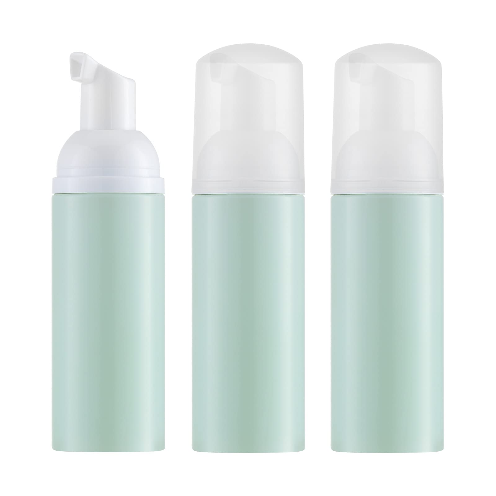 Tekson 3 Pcs Soap Foam Bottle (2 Oz), Empty Travel Foaming Lash Shampoo For Cleanser, Dispenser (Green)