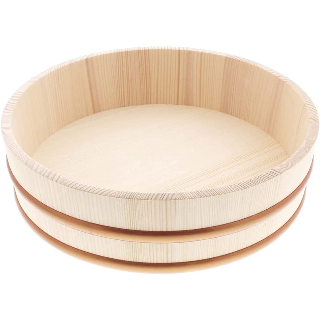 Tikusan Wooden Hangiri Sushi Rice Mixing Tub Pp Band Made In Japan Made Of Momi Fir Sushi Rice Bowl Sushi Oke (10.6'')