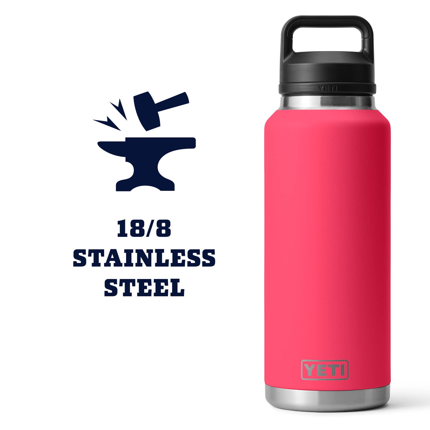 Yeti Rambler 46 Oz Bottle Retired Color, Vacuum Insulated, Stainless Steel With Chug Cap, Bimini Pink