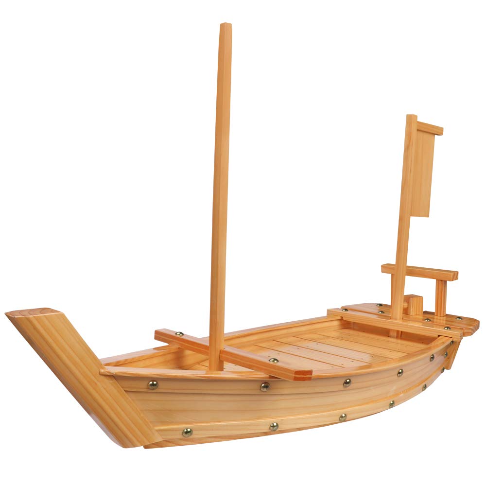Kichgather 20'' Wooden Sushi Serving Tray Boat Plate For Restaurant Or Home