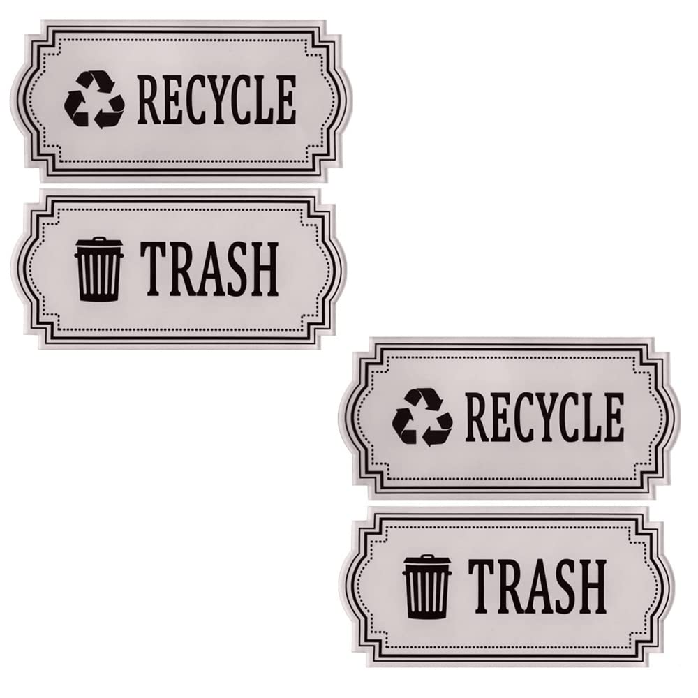 Wumuzai 4 Pack Recycle Sticker For Trash Can Bins, Trash Recycle Stickers, Vinyl Recycling Sticker, Adhesive Garbage And Recycli