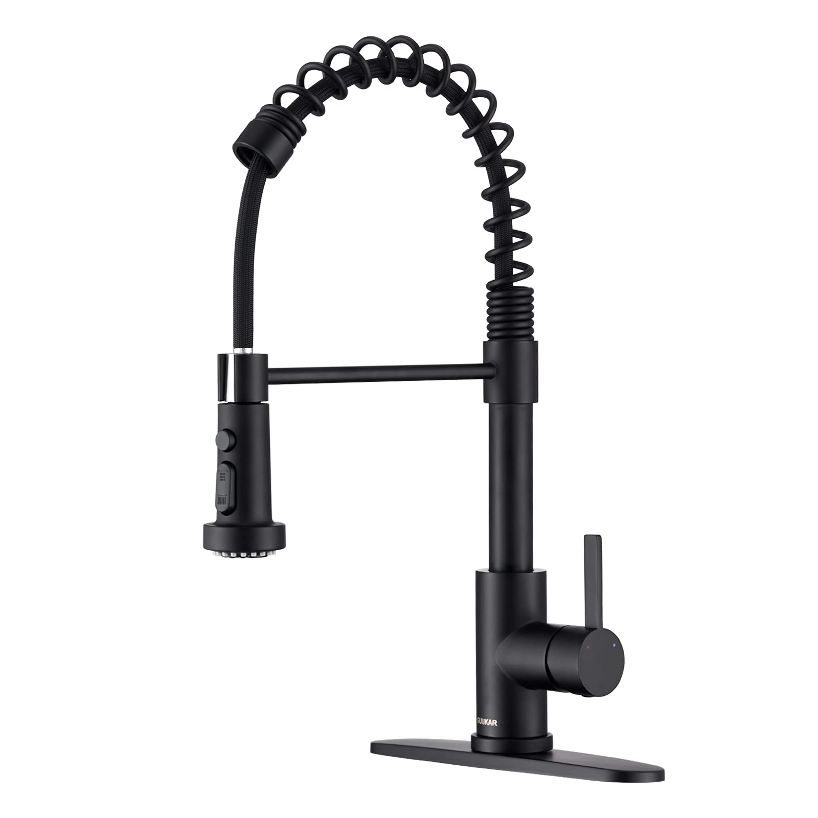 Faucet For Kitchen Sink, Black Kitchen Faucet With Pull Down Sprayer, Guukar Modern Commercial Spring Pull-Out Kitchen Sink Fauc