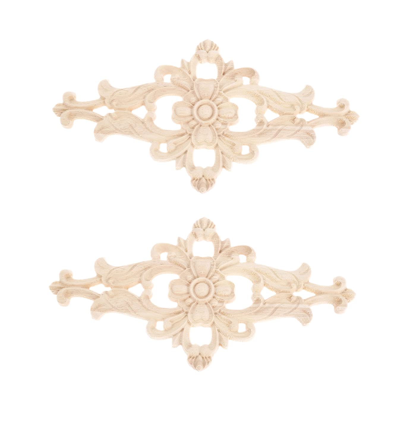 Muxsam 2-Pack Wood-Carved Furniture Applique Onlay,27X14Cm/10.63''X5.51'', Center Flower Decal For Cupboard Dresser Cabinet Ches