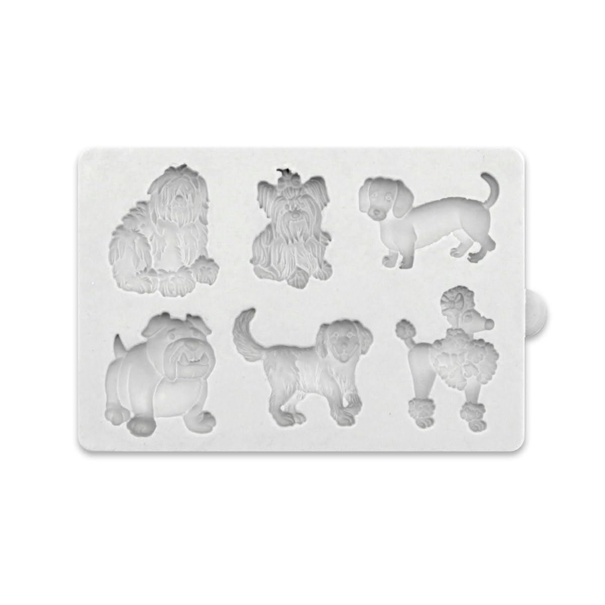 Katy Sue Miniature Dogs Silicone Mold For Cake Decorating & Craft - Makes Mini Dog Shapes Of 6 Different Breeds - Mold Size 2.4