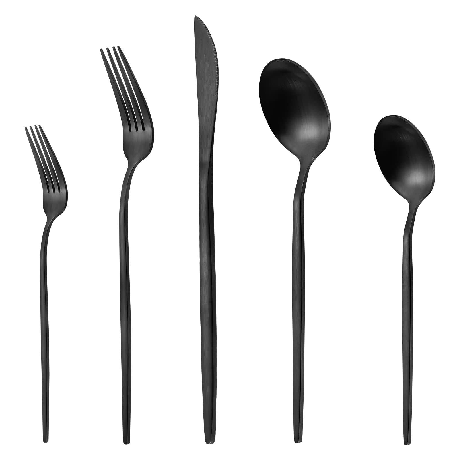 Matte Black Silverware Set, Lazahome Stainless Steel Flatware Cutlery Set Service For 4, 20-Piece Kitchen Utensil Set Include Sp