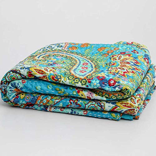 Mtreon Kantha Quilt Hippie BedCover Throw And Cotton Blanket TwinSize Kantha Quilt Handmade 60 X90 Inch Single Size
