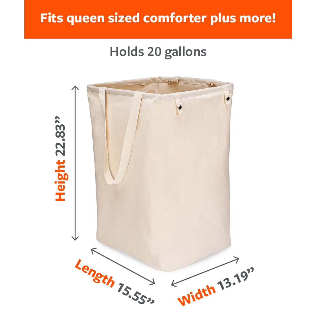 Full Circle Loads Of Fun Collapsible Hamper - Laundry Basket For Dirty Clothes & Towels- Tall Standing Organic Cotton Laundry Ba
