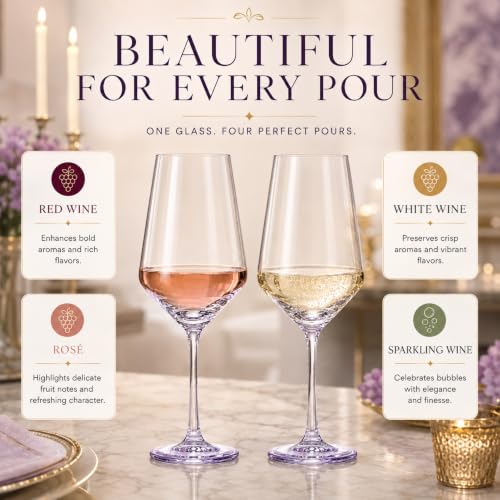 Monet Stemmed Wine Glassware, Purple, Set of 2