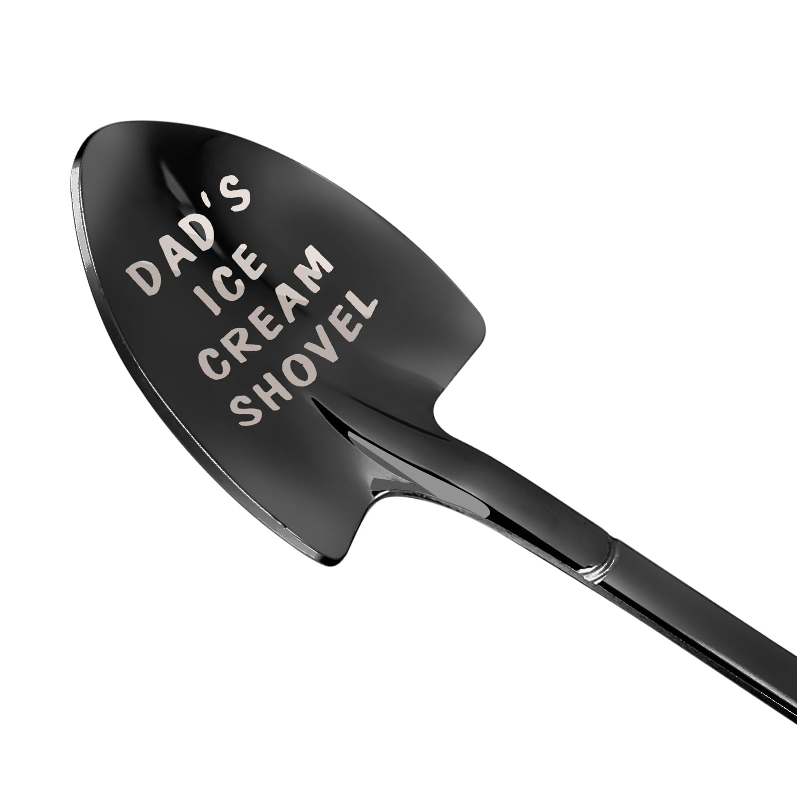 Mens Ice Cream Spoon Scoop - Funny Engraved Stainless Steel Shovel, Dad & Fathers Day Gifts (Black)