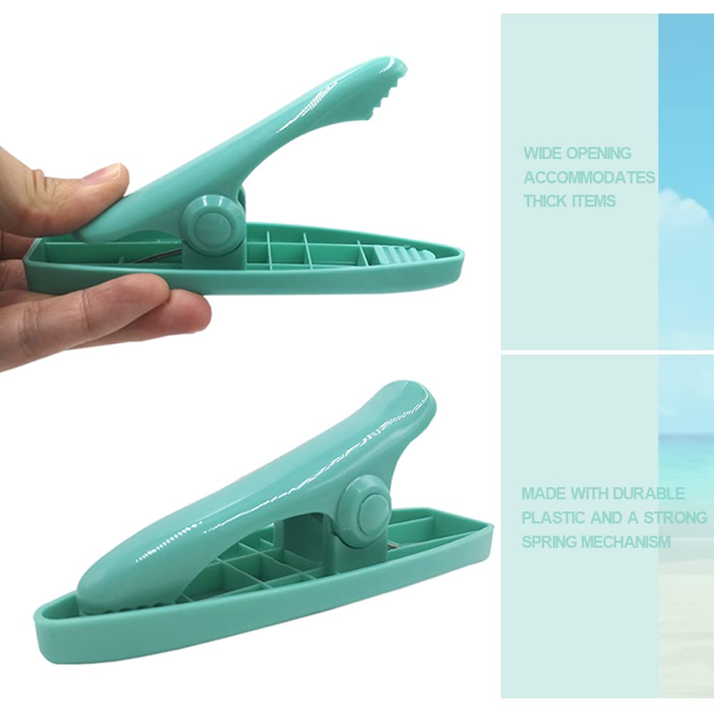 Kirmoo 4 Pieces Beach Towel Clips For Beach Pool & Cruise Chairs Margarita Surfboard,Plastic Clothes Pins Beach Towel Holders Se