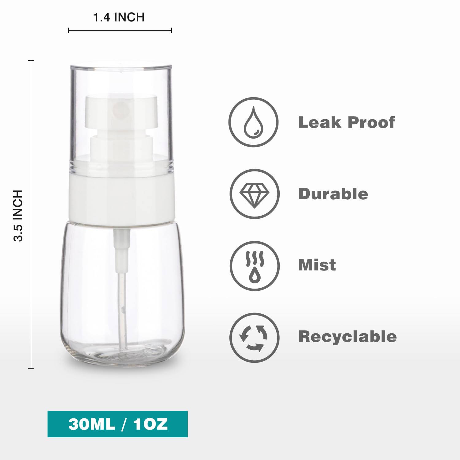 Givitasot 3Pack Small Spray Bottle, 1Oz Mini Spray Bottles, Empty Travel Spray Bottle, Fine Mist Plastic Spray Bottles (Clear+Gr