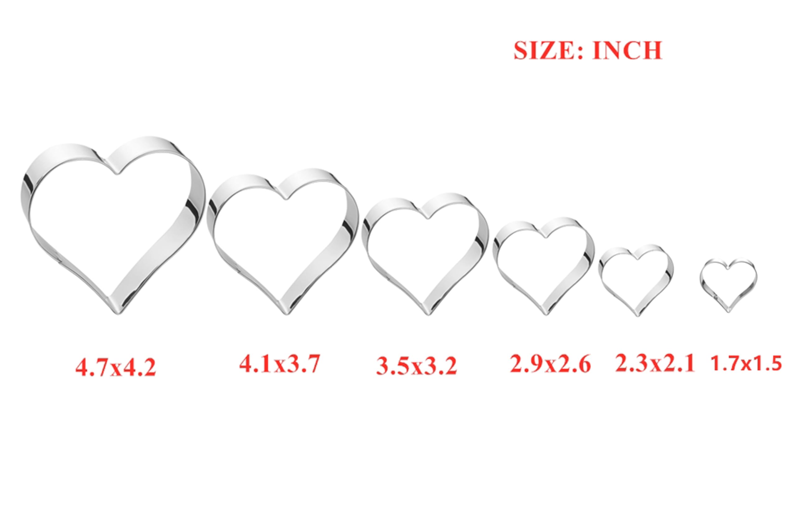 Heart Cookie Cutter Set-6 Pieces In Gratuated Size-Stainless Steel